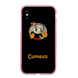Чехол iPhone XS Max матовый Cuphead: Black Mugman, цвет: 3D-розовый