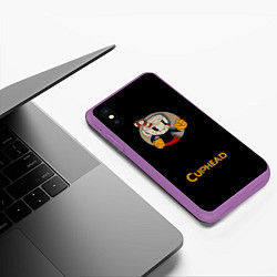 Чехол iPhone XS Max матовый Cuphead: Black Mugman, цвет: 3D-фиолетовый — фото 2