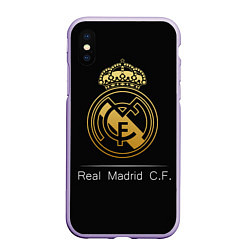 Чехол iPhone XS Max матовый FC Real Madrid: Gold Edition, цвет: 3D-светло-сиреневый