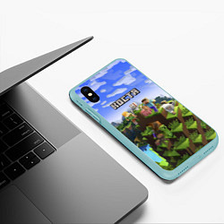 Чехол iPhone XS Max матовый Майнкрафт: Костя, цвет: 3D-мятный — фото 2