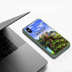 Чехол iPhone XS Max матовый Майнкрафт: Илья, цвет: 3D-темно-зеленый — фото 2