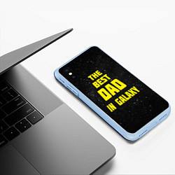Чехол iPhone XS Max матовый The Best Dad in Galaxy, цвет: 3D-голубой — фото 2