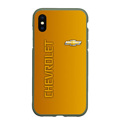 Чехол iPhone XS Max матовый Chevrolet желтый градиент, цвет: 3D-темно-зеленый
