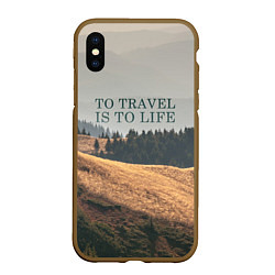 Чехол iPhone XS Max матовый To Travel is to Life, цвет: 3D-коричневый