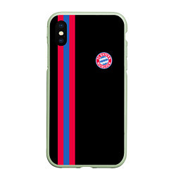 Чехол iPhone XS Max матовый FC Bayern Munchen: Pink Line