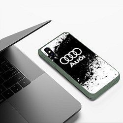 Чехол iPhone XS Max матовый Audi: Black Spray, цвет: 3D-темно-зеленый — фото 2