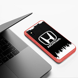 Чехол iPhone XS Max матовый Honda: Black Side, цвет: 3D-красный — фото 2