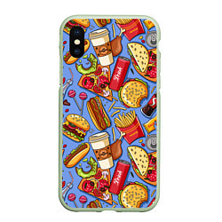 Чехол iPhone XS Max матовый Fastfood Life, цвет: 3D-салатовый