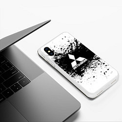 Чехол iPhone XS Max матовый Mitsubishi: Black Spray, цвет: 3D-белый — фото 2