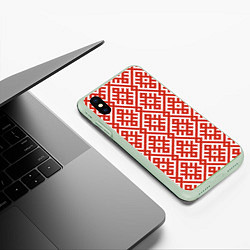 Чехол iPhone XS Max матовый Обережная вышивка, цвет: 3D-салатовый — фото 2