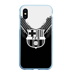 Чехол iPhone XS Max матовый FC Barcelona: Black Style, цвет: 3D-голубой