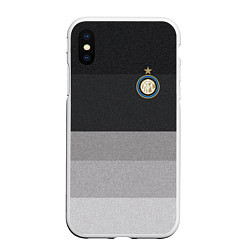 Чехол iPhone XS Max матовый ФК Интер: Серый стиль, цвет: 3D-белый