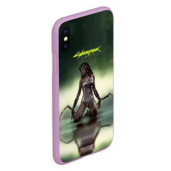 Чехол iPhone XS Max матовый Cyberpunk 2077: Dark Blood, цвет: 3D-сиреневый — фото 2