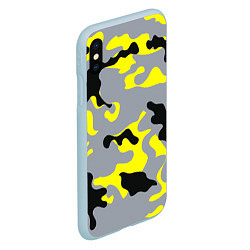 Чехол iPhone XS Max матовый Yellow & Grey Camouflage, цвет: 3D-голубой — фото 2