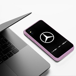 Чехол iPhone XS Max матовый Mercedes: Black Abstract, цвет: 3D-сиреневый — фото 2