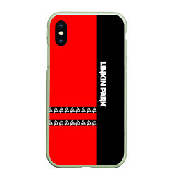 Чехол iPhone XS Max матовый Linkin Park: Red & Black, цвет: 3D-салатовый