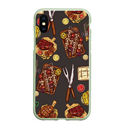 Чехол iPhone XS Max матовый Шашлычное раздолье, цвет: 3D-салатовый