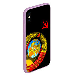 Чехол iPhone XS Max матовый Герб СССР, цвет: 3D-сиреневый — фото 2