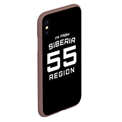 Чехол iPhone XS Max матовый Im from Siberia: 55 Region, цвет: 3D-коричневый — фото 2