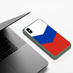 Чехол iPhone XS Max матовый Российский триколор, цвет: 3D-темно-зеленый — фото 2
