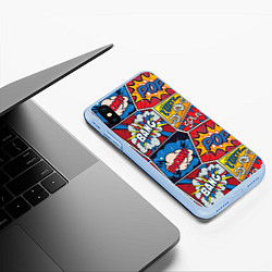 Чехол iPhone XS Max матовый Pop art pattern, цвет: 3D-голубой — фото 2