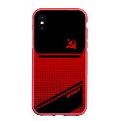 Чехол iPhone XS Max матовый USSR: Black Sport, цвет: 3D-красный