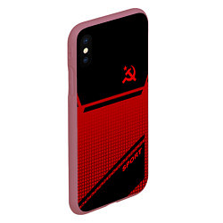 Чехол iPhone XS Max матовый USSR: Black Sport, цвет: 3D-малиновый — фото 2