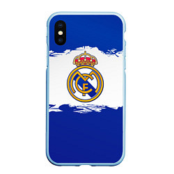 Чехол iPhone XS Max матовый Real Madrid FC, цвет: 3D-голубой