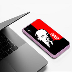 Чехол iPhone XS Max матовый Хитрый Ленин, цвет: 3D-сиреневый — фото 2