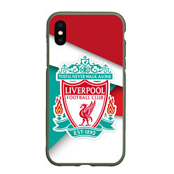 Чехол iPhone XS Max матовый FC Liverpool, цвет: 3D-темно-зеленый