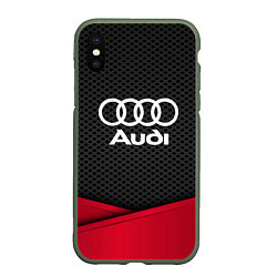 Чехол iPhone XS Max матовый Audi: Grey Carbon, цвет: 3D-темно-зеленый