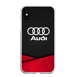 Чехол iPhone XS Max матовый Audi: Grey Carbon, цвет: 3D-белый