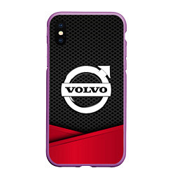 Чехол iPhone XS Max матовый Volvo: Grey Carbon, цвет: 3D-фиолетовый