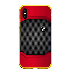 Чехол iPhone XS Max матовый BMW: Carbon Inside, цвет: 3D-желтый