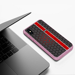 Чехол iPhone XS Max матовый Mitsubishi броня, цвет: 3D-розовый — фото 2