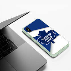 Чехол iPhone XS Max матовый Toronto Maple Leafs, цвет: 3D-салатовый — фото 2