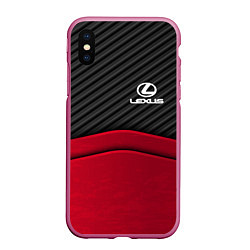 Чехол iPhone XS Max матовый Lexus: Red Carbon, цвет: 3D-малиновый