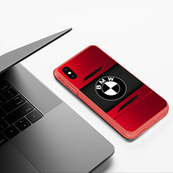 Чехол iPhone XS Max матовый BMW SPORT, цвет: 3D-красный — фото 2