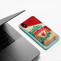 Чехол iPhone XS Max матовый FC Liverpool: Old Style, цвет: 3D-мятный — фото 2