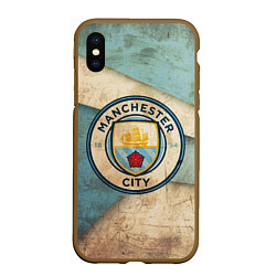 Чехол iPhone XS Max матовый FC Man City: Old Style, цвет: 3D-коричневый