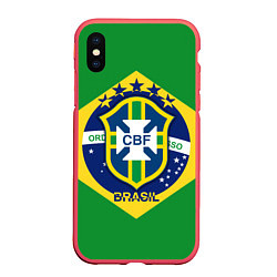 Чехол iPhone XS Max матовый CBF Brazil, цвет: 3D-красный