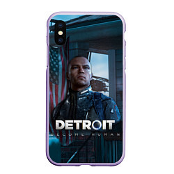 Чехол iPhone XS Max матовый Detroit: Markus, цвет: 3D-светло-сиреневый