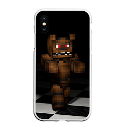 Чехол iPhone XS Max матовый Minecraft: Freddy FNAF, цвет: 3D-белый