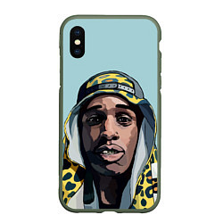 Чехол iPhone XS Max матовый ASAP Rocky: Far East, цвет: 3D-темно-зеленый