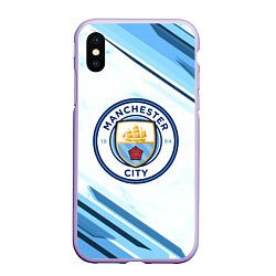 Чехол iPhone XS Max матовый Manchester city, цвет: 3D-светло-сиреневый