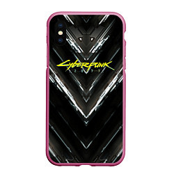 Чехол iPhone XS Max матовый Cyberpunk 2077, цвет: 3D-малиновый
