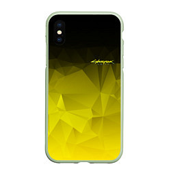 Чехол iPhone XS Max матовый Cyberpunk 2077: Yellow Poly, цвет: 3D-салатовый