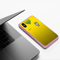 Чехол iPhone XS Max матовый Brazil Team: WC 2018, цвет: 3D-розовый — фото 2