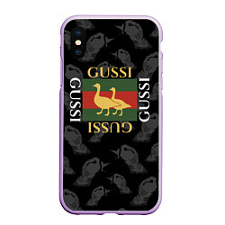 Чехол iPhone XS Max матовый GUSSI Style, цвет: 3D-сиреневый