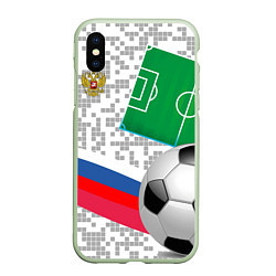 Чехол iPhone XS Max матовый Русский футбол, цвет: 3D-салатовый